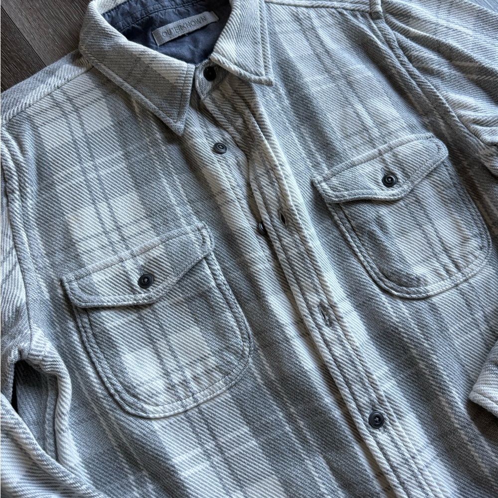 Outerknown Gray Lightweight Plaid Shirt Jacket